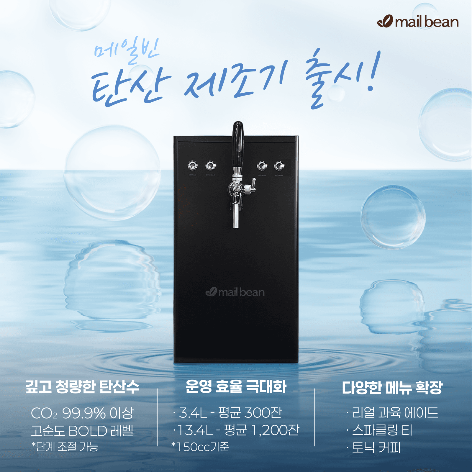 메일빈, 무인커피머신 M500 전용 옵션형 탄산수 제조기 출시